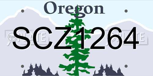 SCZ1264 Oregon License Plate