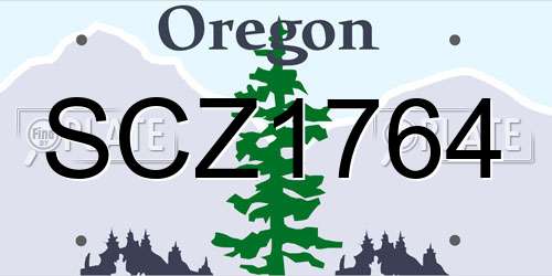 SCZ1764 Oregon License Plate
