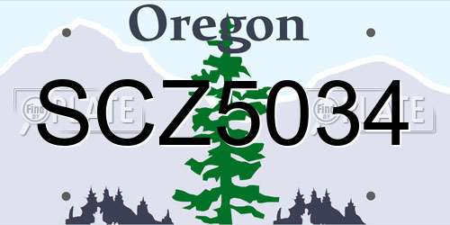 SCZ5034 Oregon License Plate
