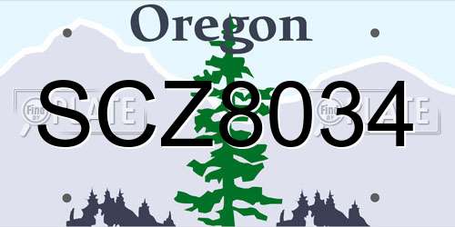 SCZ8034 Oregon License Plate