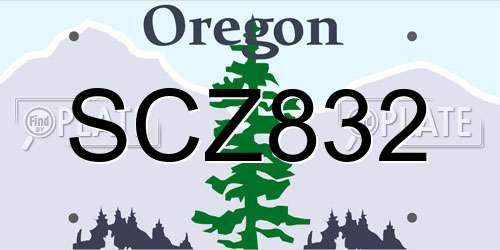 SCZ832 Oregon License Plate