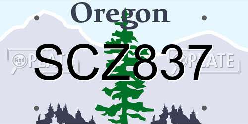 SCZ837 Oregon License Plate
