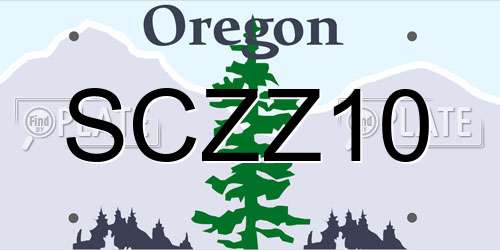 SCZZ10 Oregon License Plate