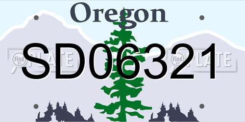 SD06321 Oregon License Plate
