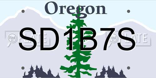 SD1B7S Oregon License Plate