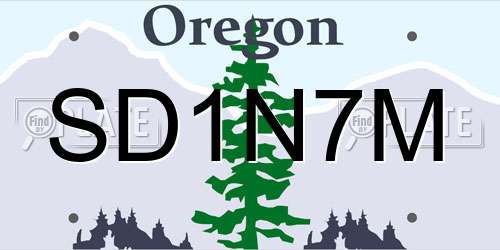 SD1N7M Oregon License Plate