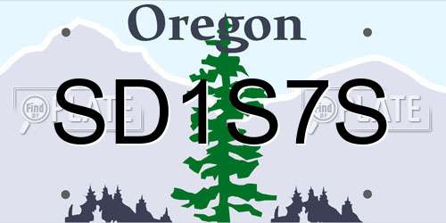SD1S7S Oregon License Plate