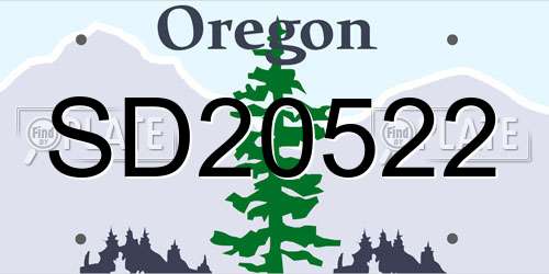SD20522 Oregon License Plate