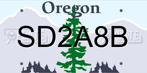 SD2A8B Oregon License Plate