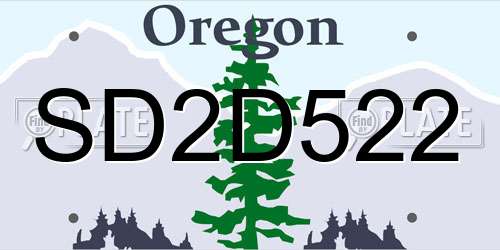 SD2D522 Oregon License Plate