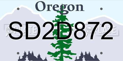 SD2D872 Oregon License Plate