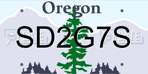 SD2G7S Oregon License Plate