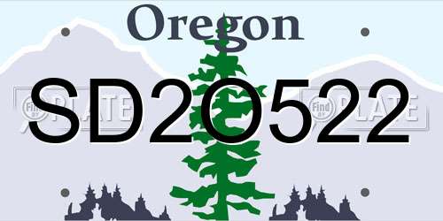 SD2O522 Oregon License Plate