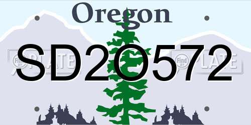SD2O572 Oregon License Plate