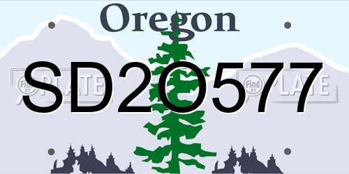 SD2O577 Oregon License Plate