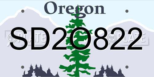 SD2O822 Oregon License Plate