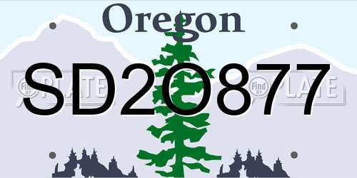 SD2O877 Oregon License Plate