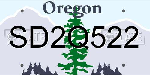 SD2Q522 Oregon License Plate