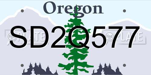 SD2Q577 Oregon License Plate