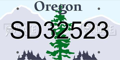 SD32523 Oregon License Plate