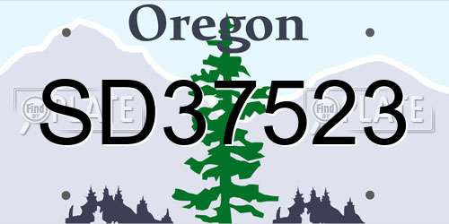 SD37523 Oregon License Plate