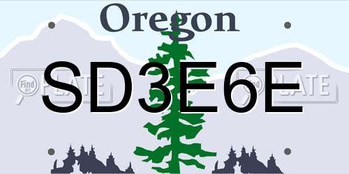 SD3E6E Oregon License Plate