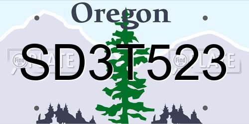 SD3T523 Oregon License Plate