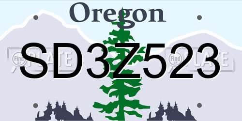 SD3Z523 Oregon License Plate