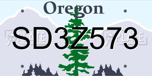 SD3Z573 Oregon License Plate