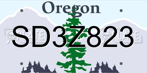 SD3Z823 Oregon License Plate