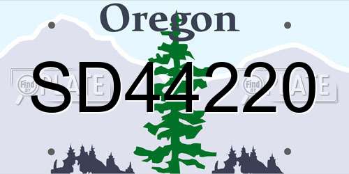 SD44220 Oregon License Plate