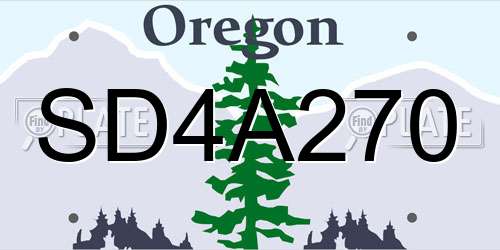 SD4A270 Oregon License Plate