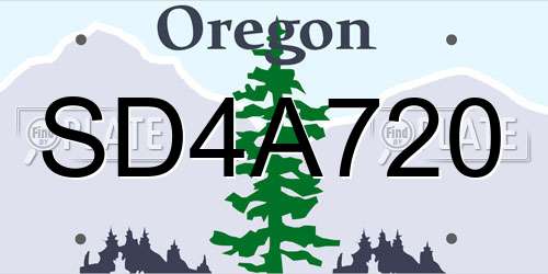 SD4A720 Oregon License Plate