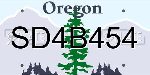 SD4B454 Oregon License Plate