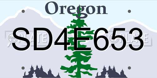 SD4E653 Oregon License Plate