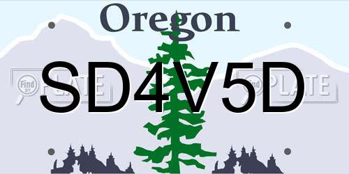 SD4V5D Oregon License Plate