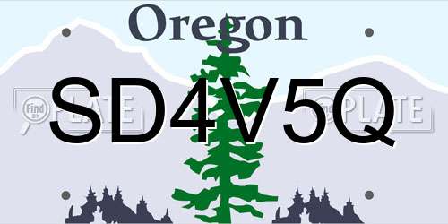 SD4V5Q Oregon License Plate