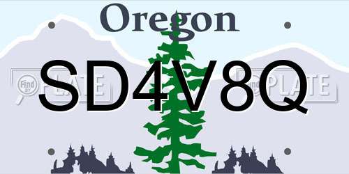SD4V8Q Oregon License Plate
