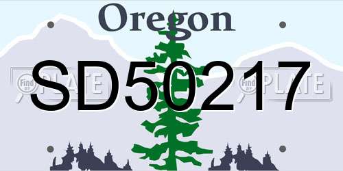 SD50217 Oregon License Plate