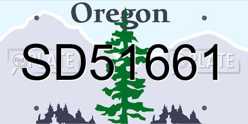SD51661 Oregon License Plate