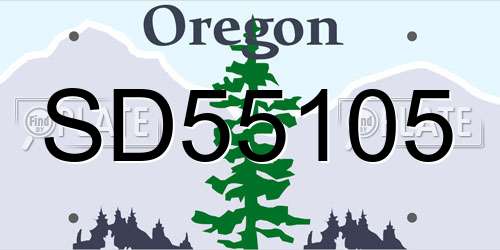 SD55105 Oregon License Plate