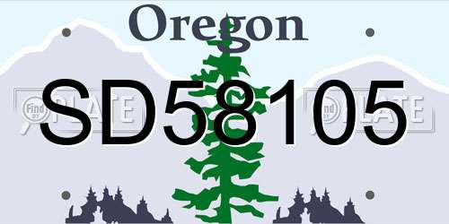 SD58105 Oregon License Plate
