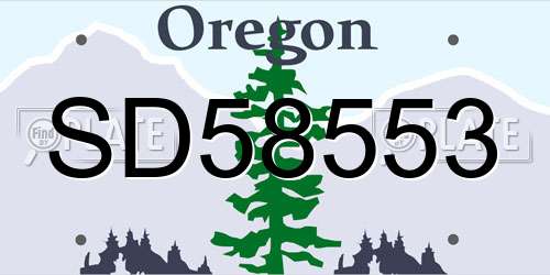 SD58553 Oregon License Plate