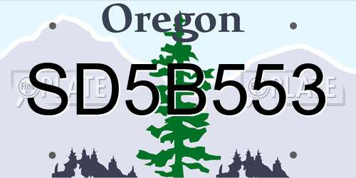 SD5B553 Oregon License Plate