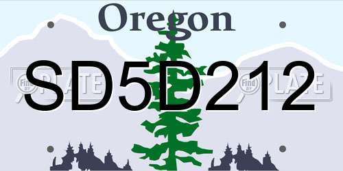 SD5D212 Oregon License Plate