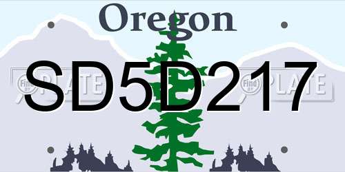 SD5D217 Oregon License Plate