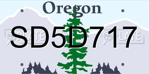 SD5D717 Oregon License Plate