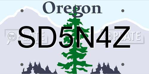 SD5N4Z Oregon License Plate