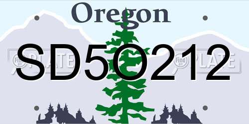 SD5O212 Oregon License Plate