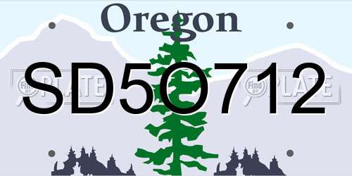 SD5O712 Oregon License Plate